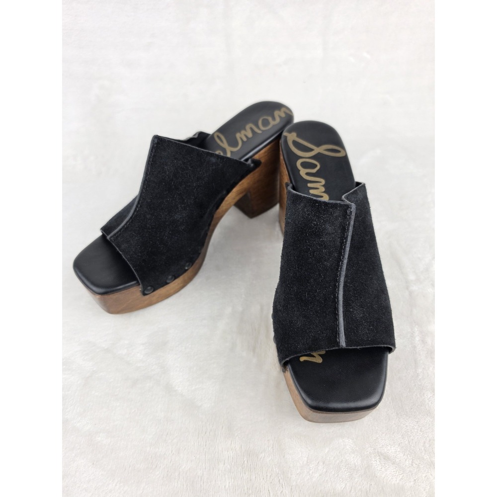 Sam Edelman Josselyn Platform Mule Womens Size 8 Black Suede Studded Block Heel